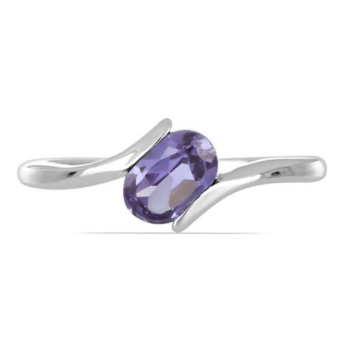 BUY STERLING SILVER SYNTHETIC ALEXANDRITE GEMSTONE RING